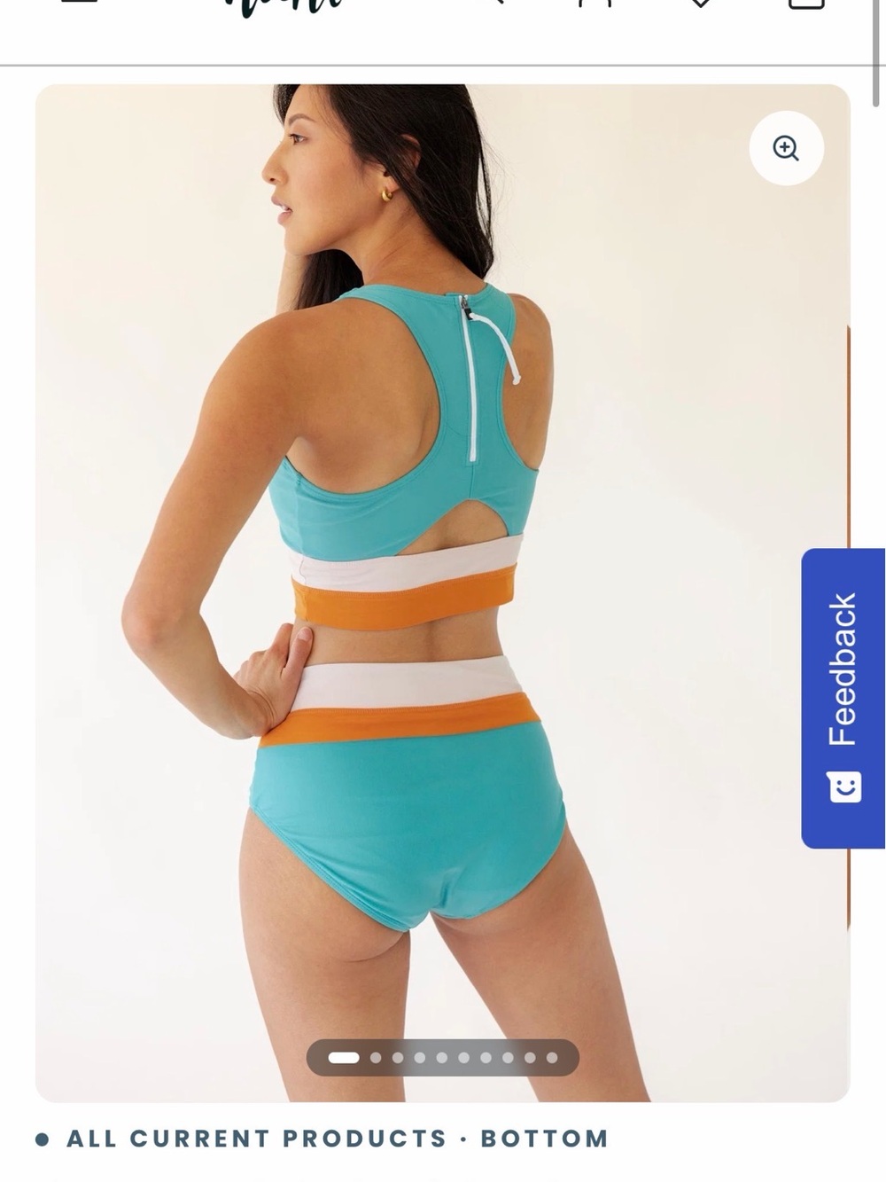 NWT Nani Cozumel bikini with cut back crop top and Colorblock Swim Bottoms